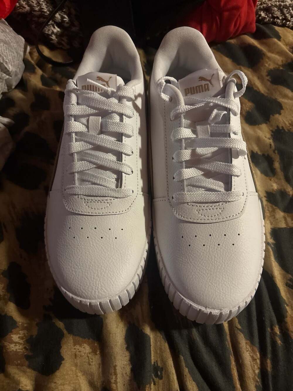 PUMA Women's Carina 2.0 Animal Print Formstrip Sneakers White Gold